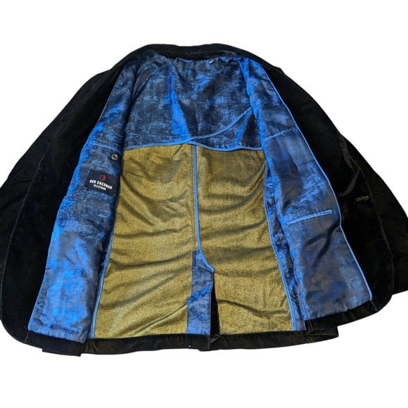 Ben Sherman Men’s Velvet Velour 2-Button Blazer Black, size 40R, Dinner Jacket - Picture 4 of 9